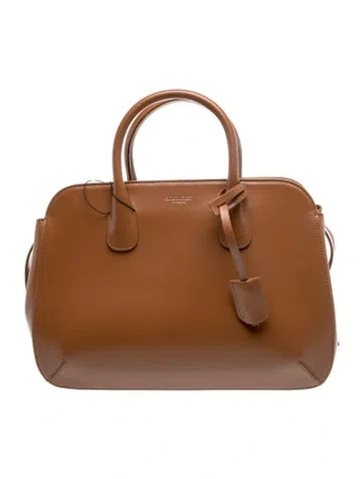 Pre-owned Giorgio Armani Leather Top Handle Bag W/ Tags In Brown