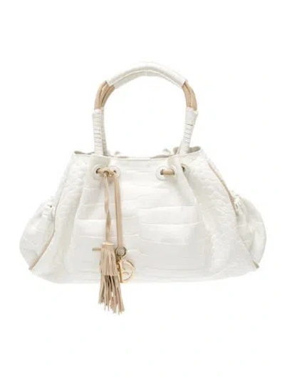 Pre-owned Giorgio Armani Leather Top Handle Bag In White