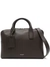 Giorgio Armani Leather Top-handle Briefcase In Brown
