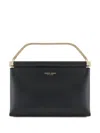 Giorgio Armani Logo Stamp Leather Crossbody Bag In Black