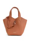 Giorgio Armani Logo Stamp Leather Top Handle Bag In Brown