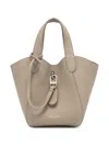 Giorgio Armani Leather Tote Bag In Neutrals