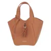 Giorgio Armani Logo Stamp Leather Top Handle Bag In Brown