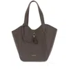 Giorgio Armani Leather Tote Bag With Logo In Brown