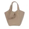 Giorgio Armani Leather Tote Bag With Logo In Neutrals