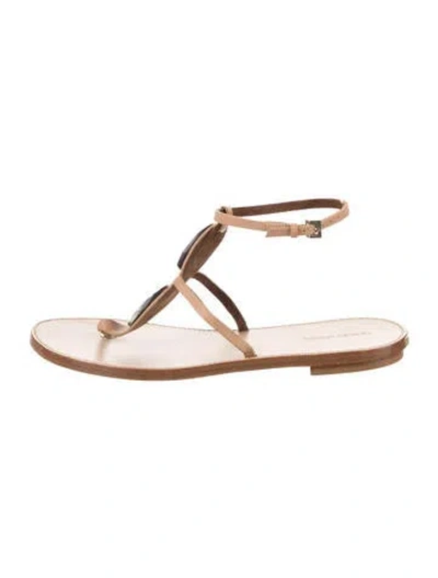 Pre-owned Giorgio Armani Leather T-strap Sandals In Brown