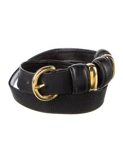 Pre-owned Giorgio Armani Leather Waist Belt In Black