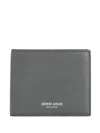 Giorgio Armani Leather Wallet In Grey