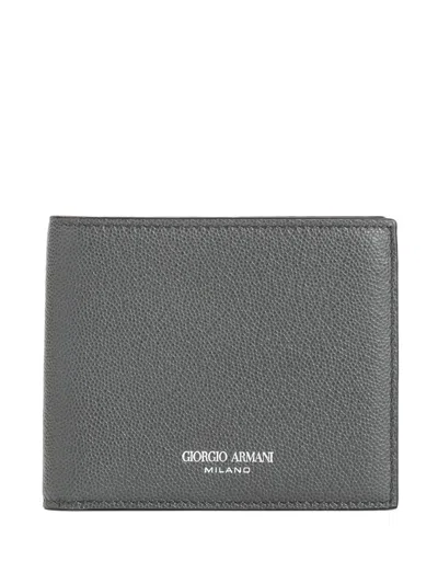 Giorgio Armani Leather Wallet In Grey