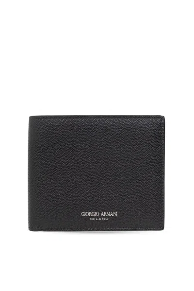 Giorgio Armani Grained-textured Leather Wallet In Black