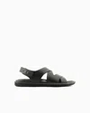 Giorgio Armani Leather Woven Sandals In Black