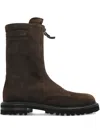Giorgio Armani Leather Zip Boots In Brown