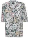 Giorgio Armani Leaves-print Shirt In Blue