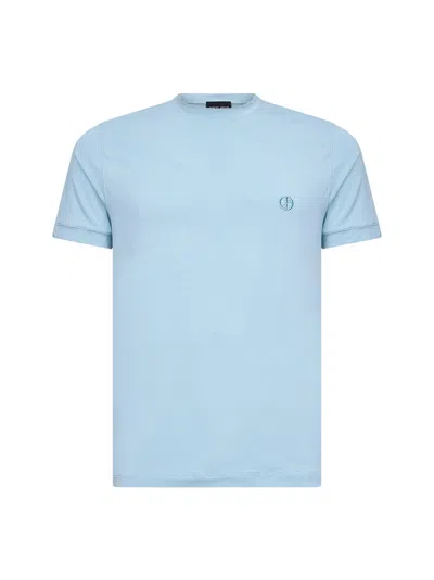 Giorgio Armani Light Blue Asv Stretch Viscose Jersey T-shirt