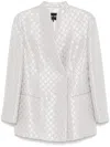 Giorgio Armani Light Grey Double-breasted Jacket With Sequin Embellishment In Multi