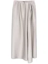 Giorgio Armani Light Grey Skirt With Ruffled Detailing And Side Slit In Gray