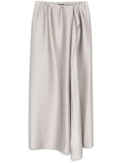 GIORGIO ARMANI LIGHT GREY SKIRT WITH RUFFLED DETAILING AND SIDE SLIT