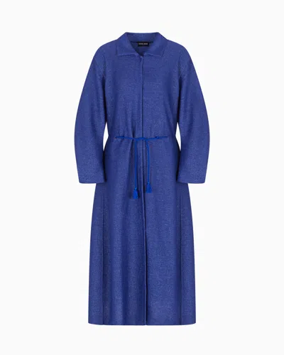 Giorgio Armani Lightweight Raffia Coat In Blue