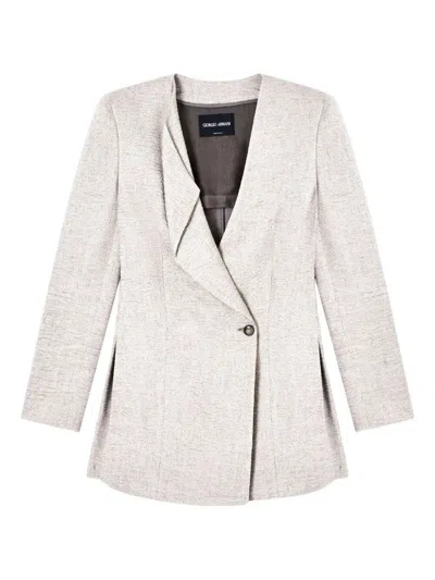 Giorgio Armani Linen & Silk Blazer In Gray