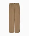 Giorgio Armani Linen And Silk Wide Trousers In Brown