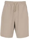 Giorgio Armani Linen Canvas Flat-front Bermuda Shorts In Nude