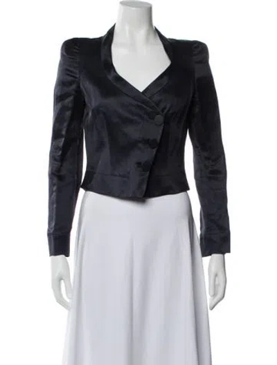 Pre-owned Giorgio Armani Linen Biker Jacket In Blue