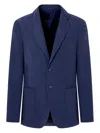 Giorgio Armani Upton Line Single-breasted Linen Canvas Jacket Clothing In Blue