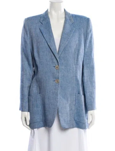 Pre-owned Giorgio Armani Linen Blazer In Blue