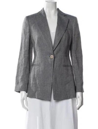 Pre-owned Giorgio Armani Linen Blazer In Blue