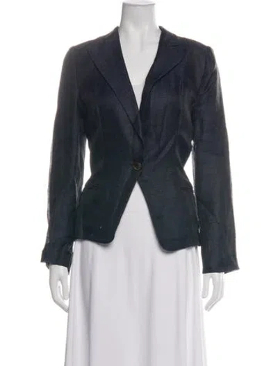 Pre-owned Giorgio Armani Linen Blazer In Blue