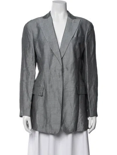 Pre-owned Giorgio Armani Linen Blazer In Blue