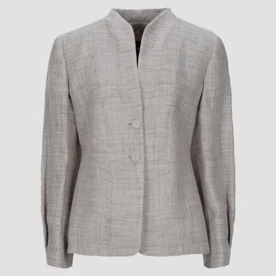 Pre-owned Giorgio Armani Linen Blazer It 46 In Grey