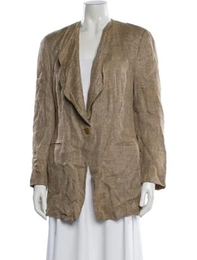 Pre-owned Giorgio Armani Linen Blazer In Neutral