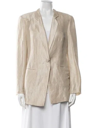 Pre-owned Giorgio Armani Linen Blazer W/ Tags In Neutral