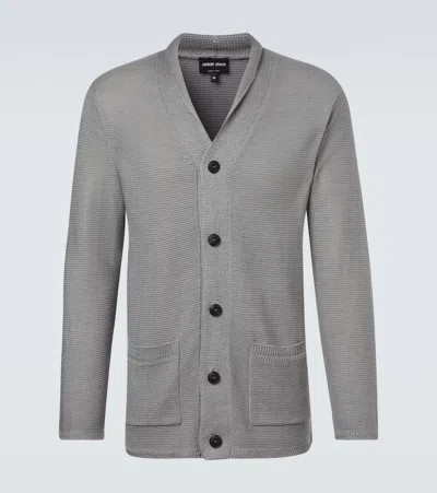 Giorgio Armani Linen-blend Cardigan In Gray