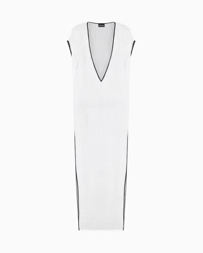Giorgio Armani Linen-blend Mesh Long Dress