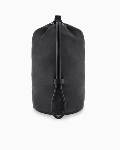 Giorgio Armani Linen Canvas Backpack In Gray
