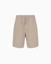 Giorgio Armani Linen Canvas Flat-front Bermuda Shorts In Nude