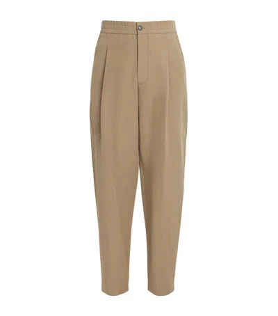 Giorgio Armani Linen-cotton Straight Chinos In Beige