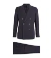 Giorgio Armani Linen Double-breasted Suit In Blue