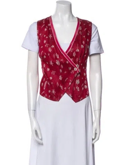 Pre-owned Giorgio Armani Linen Floral Print Vest In Red