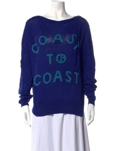 Pre-owned Giorgio Armani Linen Graphic Print Sweater In Blue