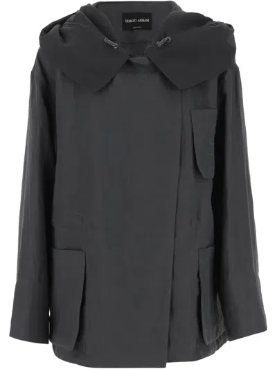 GIORGIO ARMANI LINEN HOODED JACKET