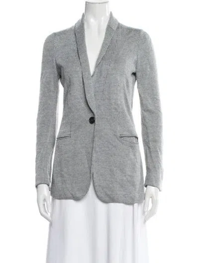 Pre-owned Giorgio Armani Linen Houndstooth Print Blazer In Blue