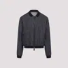 Giorgio Armani Pointed Collar Blue Linen Blouson Jacket In Denim Blu