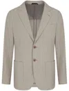 Giorgio Armani Upton Line Single-breasted Jacket In Linen Canvas In Grey
