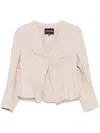 Giorgio Armani Cropped Sand Beige Jacket With Concealed Fastening And Rear Vent In Neutrals