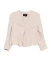 Giorgio Armani Cropped Sand Beige Jacket With Concealed Fastening And Rear Vent In Sand Beige