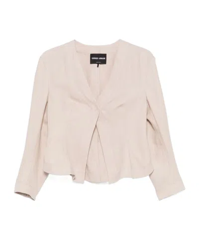 Giorgio Armani Linen Jacket In Sand Beige