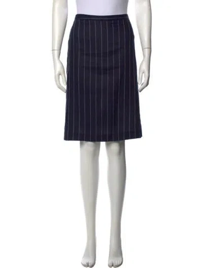 Pre-owned Giorgio Armani Linen Midi Length Skirt In Blue